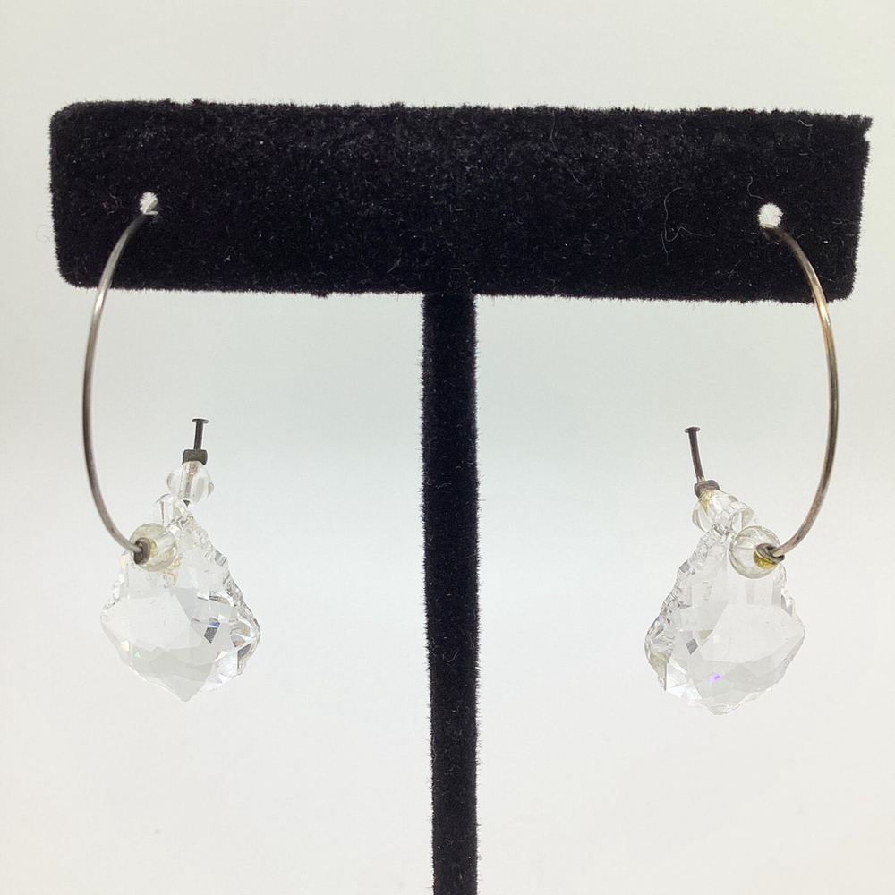 Half Hoop With Sparkly Crystal Pierced Earrings - Picture 4 of 5